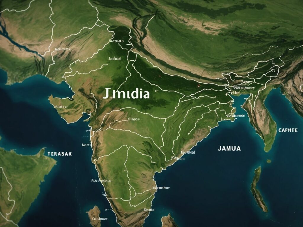 Map of India with Jammu and Kashmir highlighted