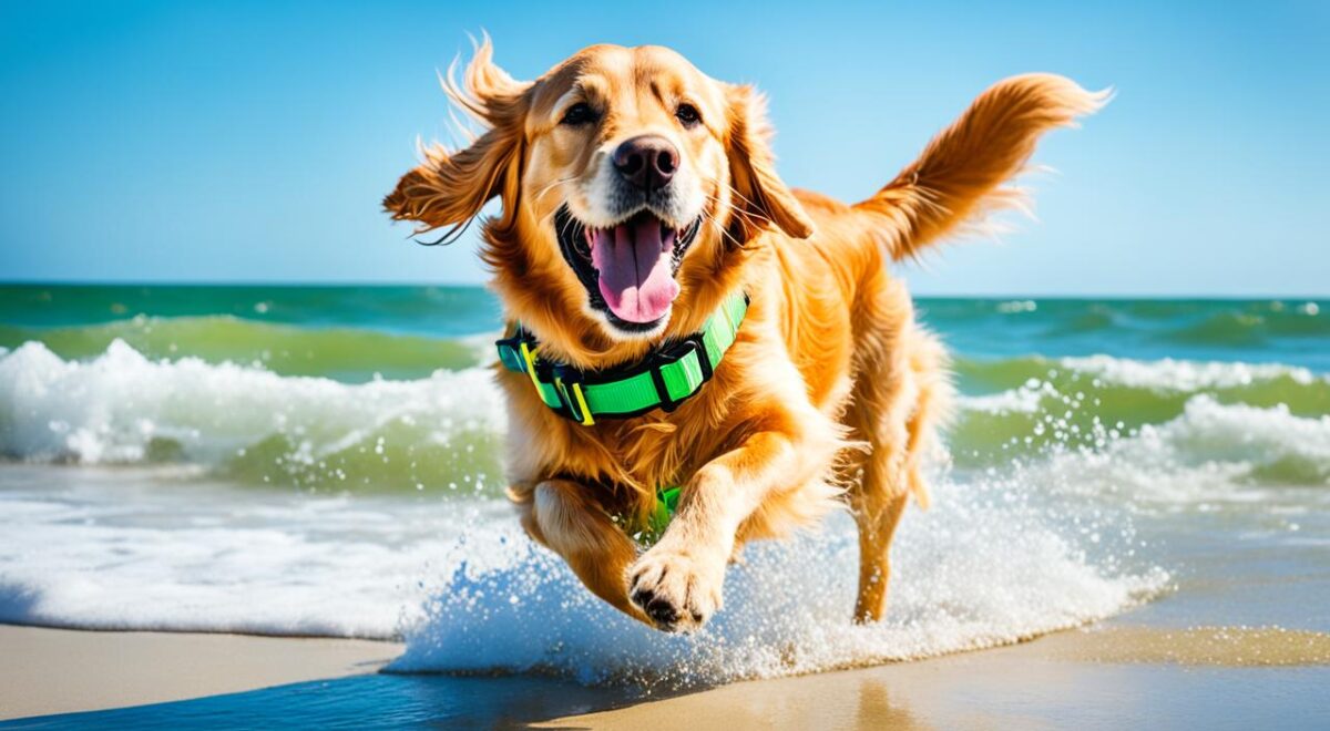 dog on pet friendly beach